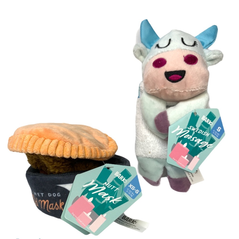 New Bark Box Mutt Mask & Swedish Moosage Dog Toys